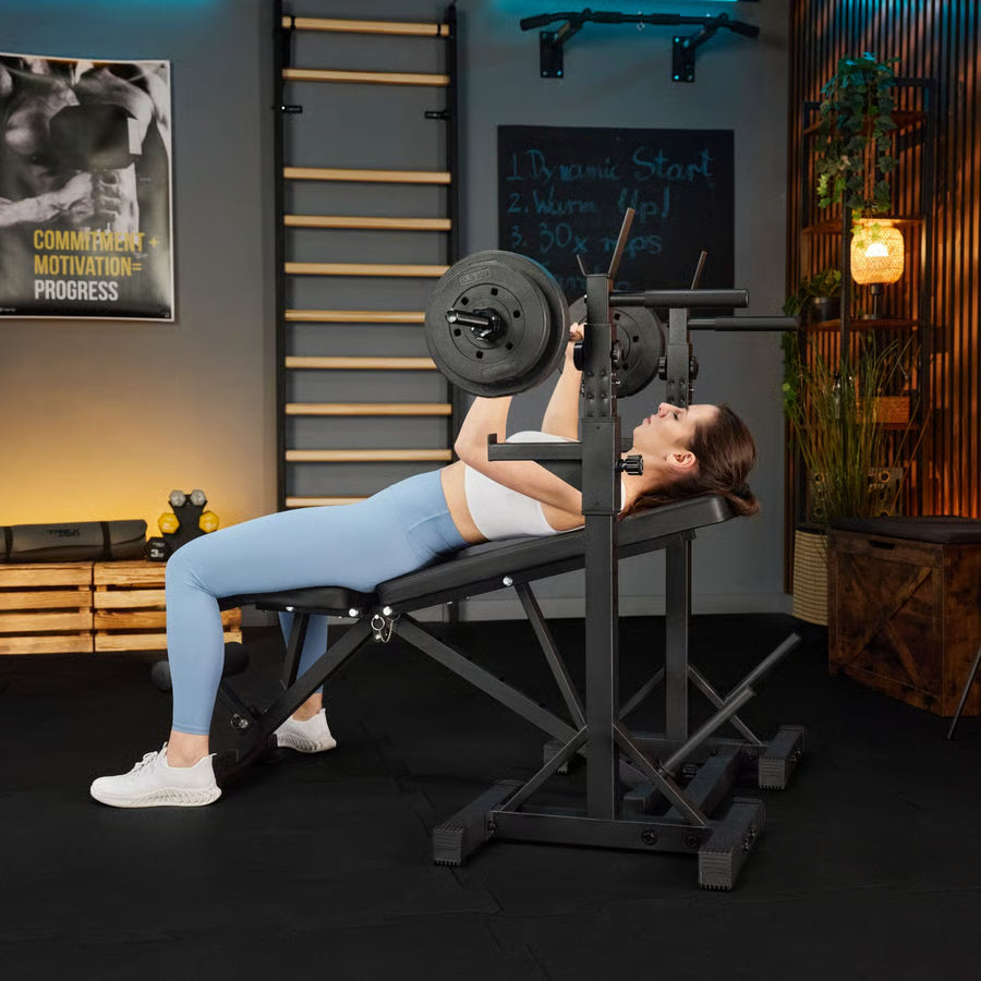 Justerbare vægtstativer med sikrings- og TX-dipholdere gym4all