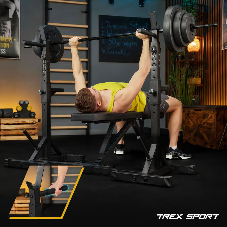 Justerbare vægtstativer med sikrings- og TX-dipholdere gym4all