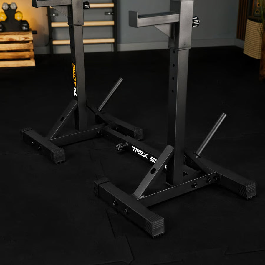 Justerbare vægtstativer med sikrings- og TX-dipholdere gym4all