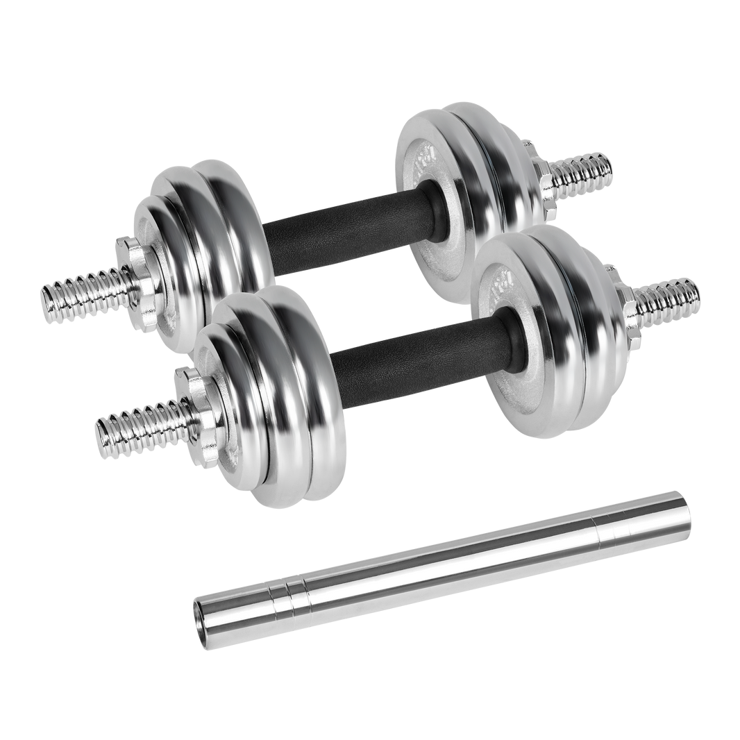 Forkromede, justerbare støbejernshåndvægte i bæretaske, 15 kg sæt Rebel gym4all