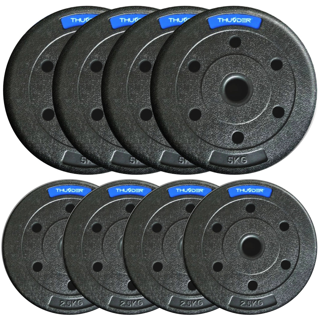 TH 30kg Bitumenvægte 4x2,5kg+4x5kg 31mm - Støjfri Hjemmegym Sæt gym4all