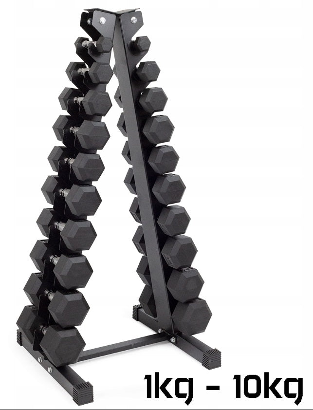 Hexagon Håndvægtsæt 2x1-10kg med Stativ – Begynder Komplet Sæt