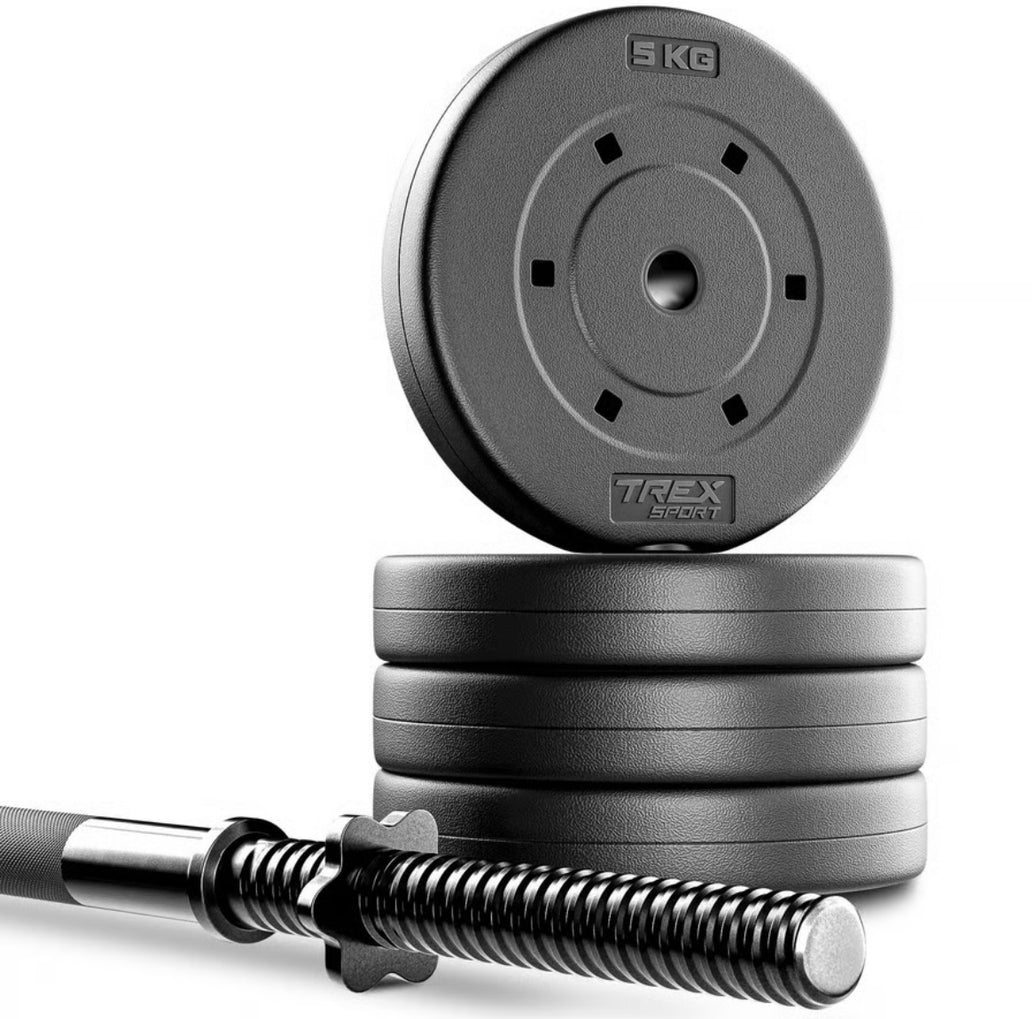 Trex Sport Vægtstangssæt 120cm 24kg - Støjfri Hjemmegym