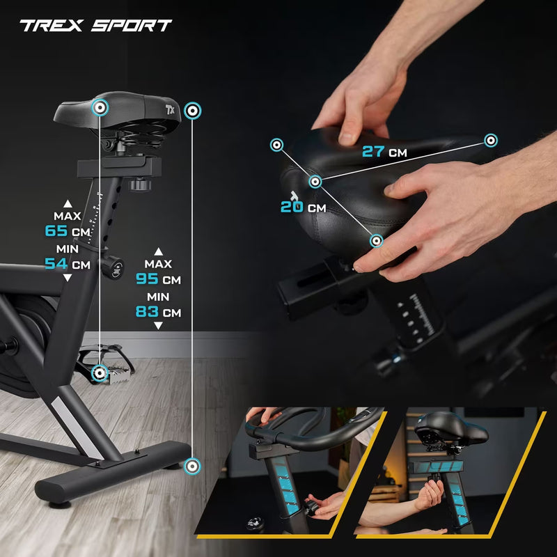 Trex Sport HOWL TX-640SB Mekanisk Spinningcykel – 12 kg Svinghjul & Bluetooth