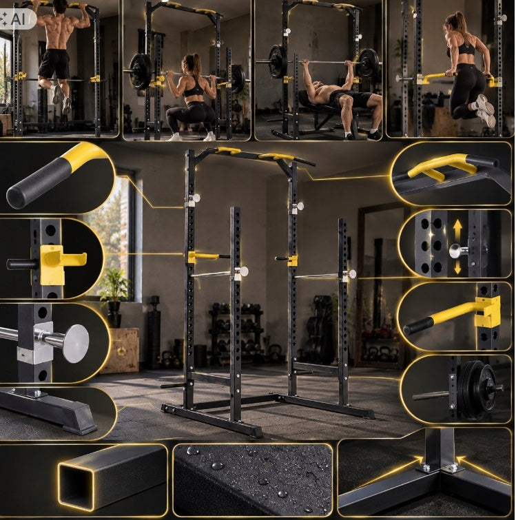 Power Rack med Pull-Up-Bar og Dip-Stænger til Hjemmegym