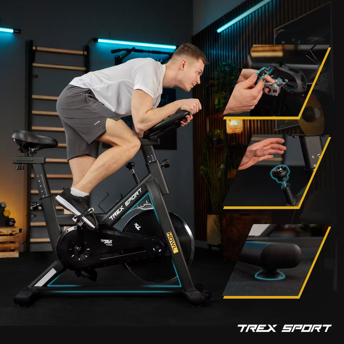 Trex Sport HOWL TX-640SB Mekanisk Spinningcykel – 12 kg Svinghjul & Bluetooth