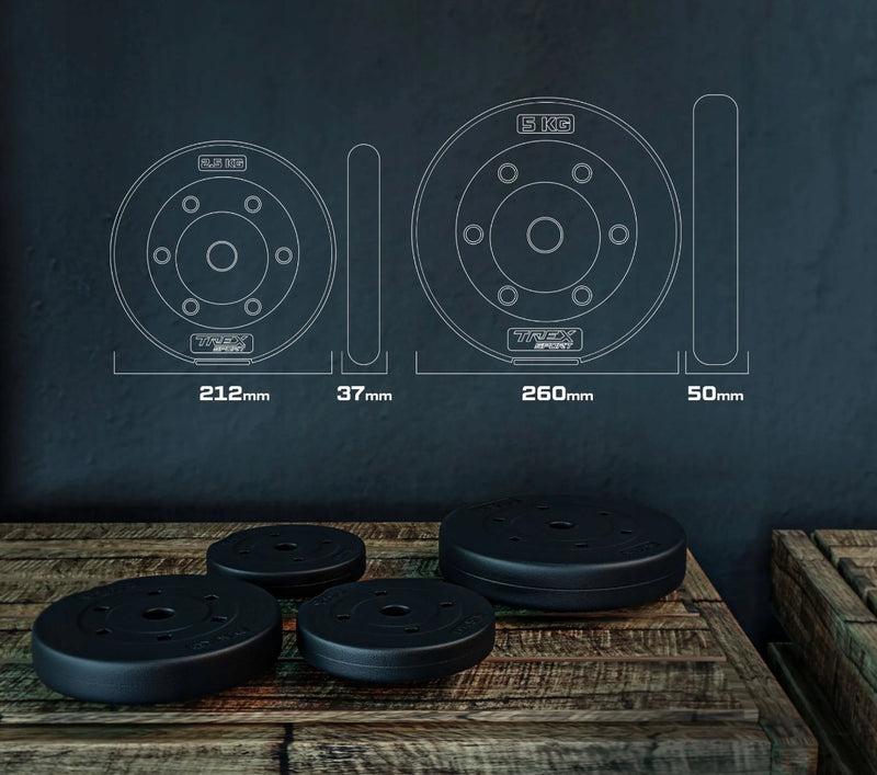 Trex Sport Bituminøst Vægtstangsæt 120cm 22 kg - Hjemmegym