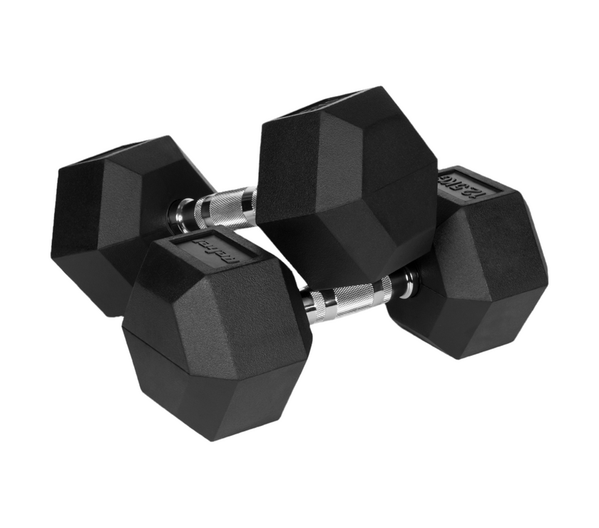 Hexagon Håndvægte 2x12,5 kg: Gummi Håndvægtssæt gym4all