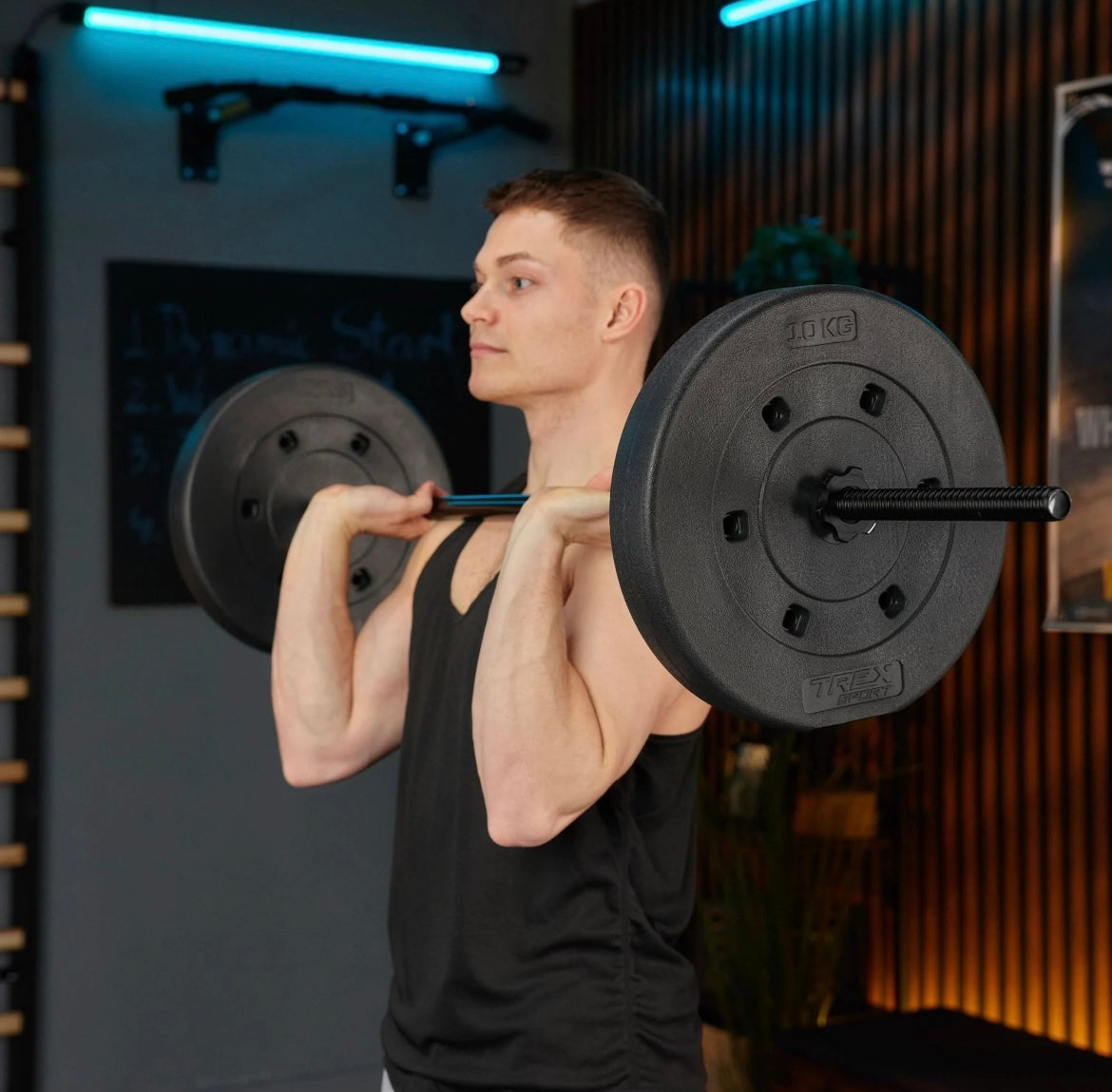 Trex Sport Bituminøst Vægtstangsæt 120cm 22 kg - Hjemmegym