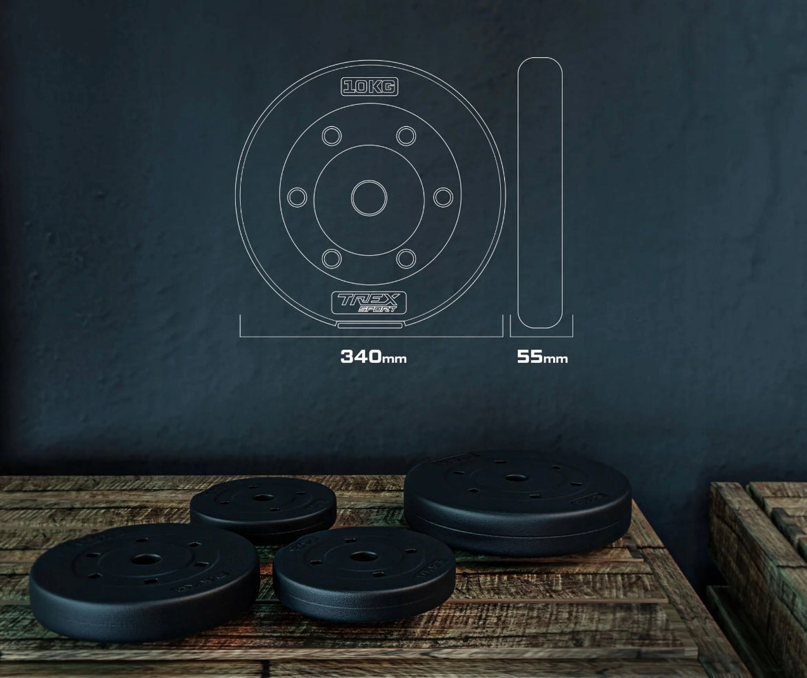 Trex Sport Bituminøst Vægtstangsæt 120cm 22 kg - Hjemmegym