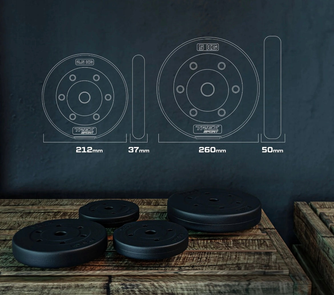 Trex Sport Vægtstangssæt 120cm 24kg - Støjfri Hjemmegym