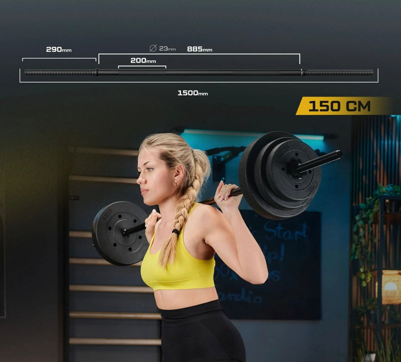 Trex Sport Bituminøst Vægtstangsæt 120cm 22 kg - Hjemmegym