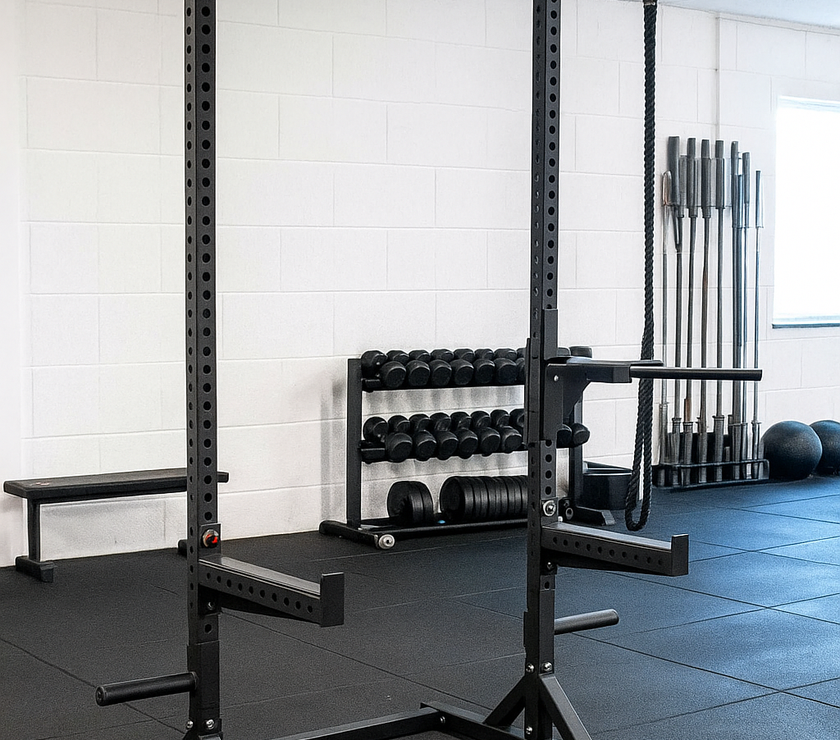 Pro Squat Rack til homegym, solid stålramme med justerbar høj