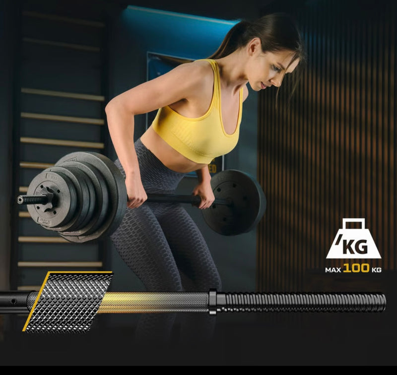 Trex Sport Bituminøst Vægtstangsæt 120cm 22 kg - Hjemmegym