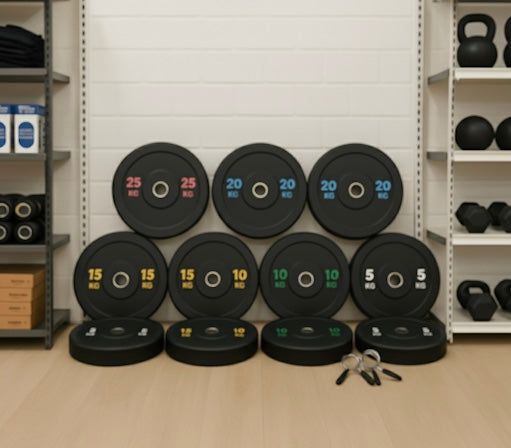 Bumper Plate Sæt 100 kg | Komplet Sæt til Styrketræning | Homegym gym4all