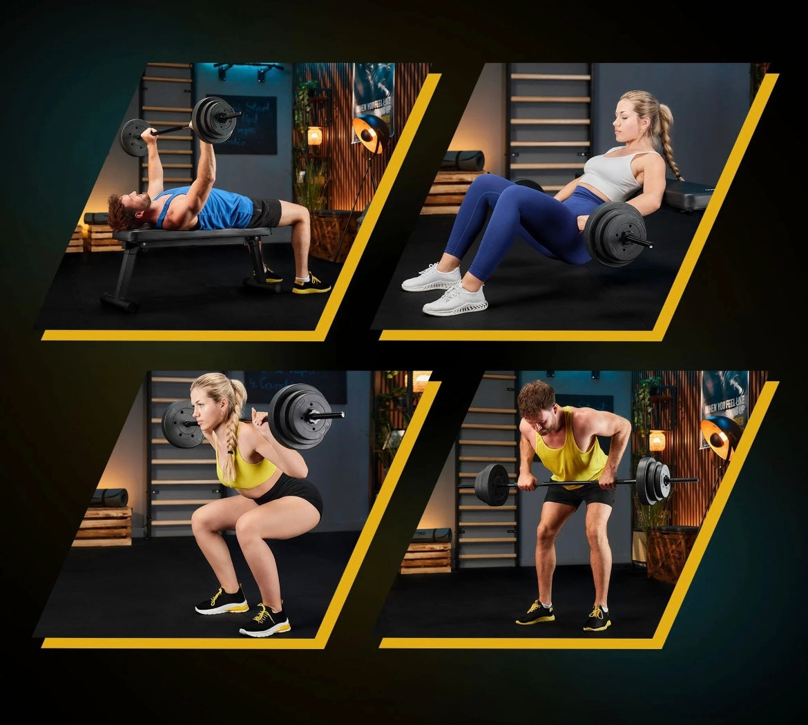 Trex Sport Vægtstangssæt 120cm 24kg - Støjfri Hjemmegym