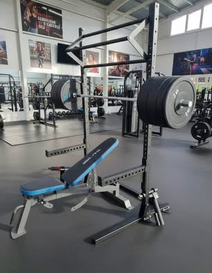 Komplet Squat Rack Sæt 100kg Vægte Bænk Olympisk Stang