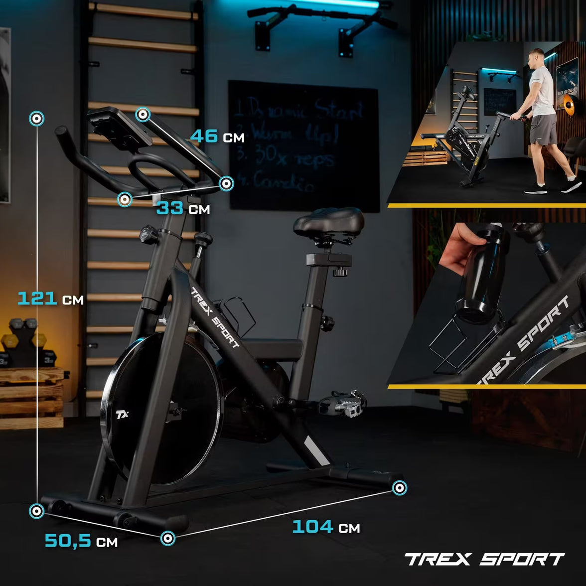 Trex Sport HOWL TX-640SB Mekanisk Spinningcykel – 12 kg Svinghjul & Bluetooth
