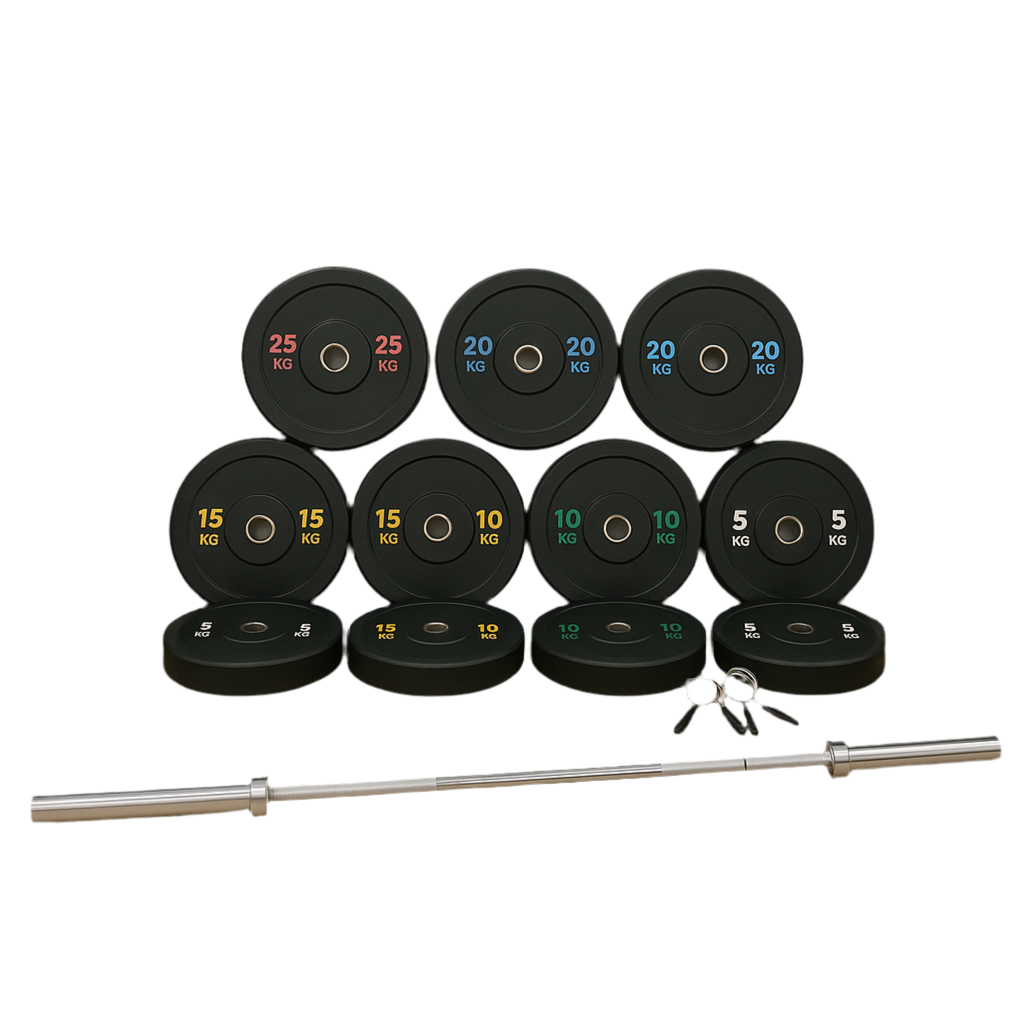 Olympisk Sæt 100kg - Professionel Vægtstang & Bumper Plates gym4all