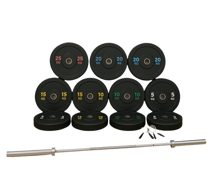 Olympisk Sæt 100kg - Professionel Vægtstang & Bumper Plates gym4all