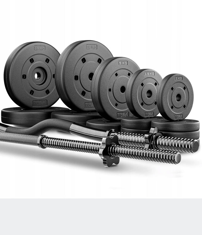 Trex Sport Bituminøst Vægtstangsæt 120cm 22 kg - Hjemmegym