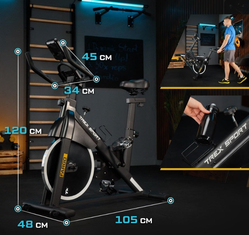 Trex Sport FARGO TX-840SB Magnetisk Spinning Cykel – 10 kg Svinghjul & Bluetooth