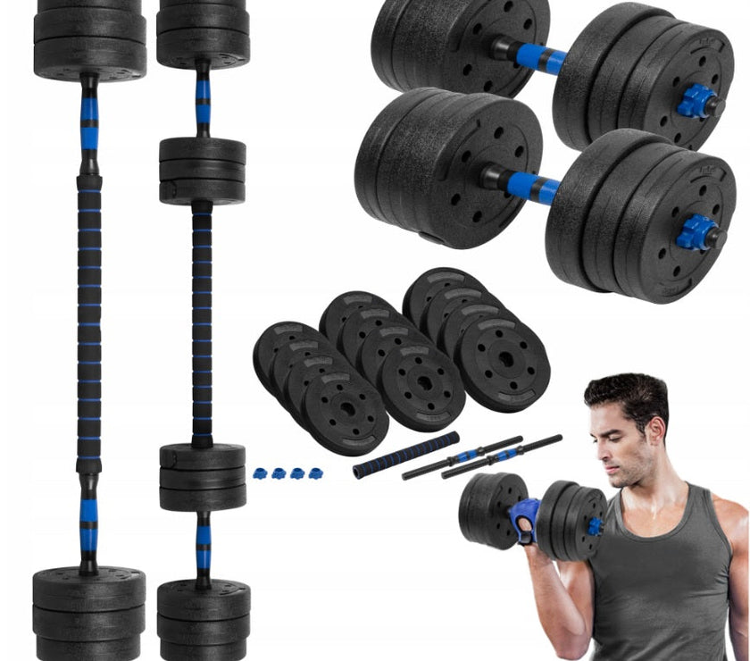 Rebel Active Justerbare Håndvægte 2x10 kg | Med Vægtstangskonnektor & Bitumenvægte gym4all