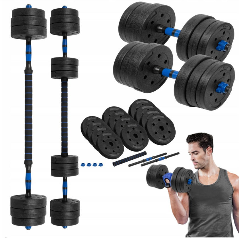 Rebel Active Justerbare Håndvægte 2x10 kg | Med Vægtstangskonnektor & Bitumenvægte gym4all