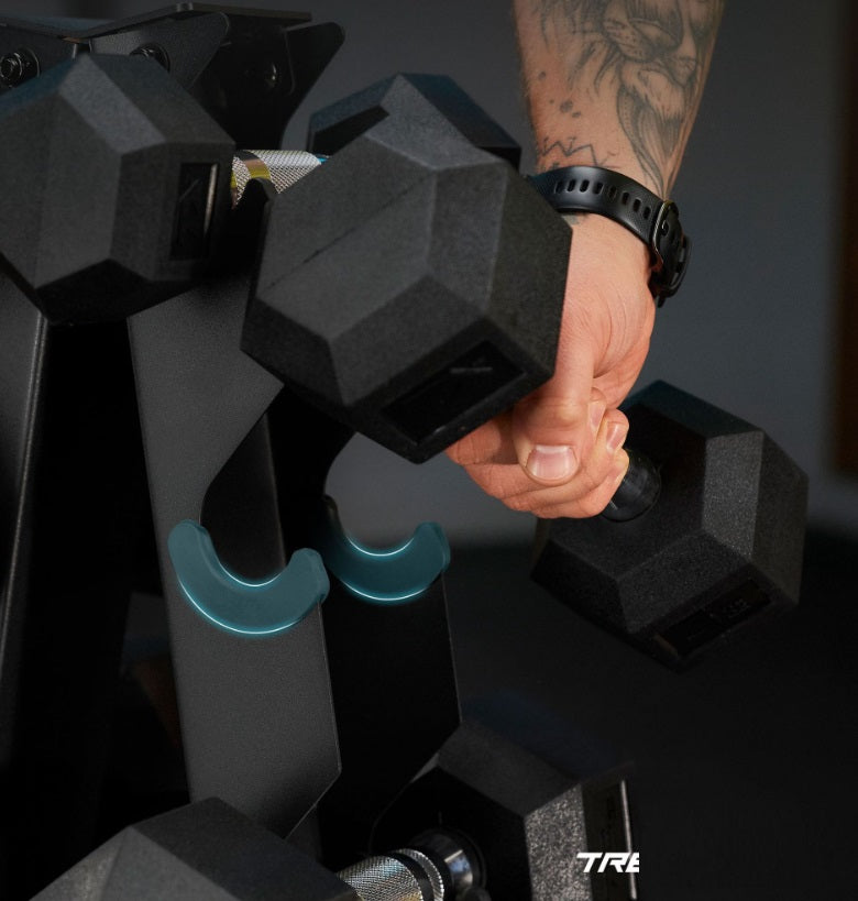 HEX Håndvægte Sæt 75 kg med Stativ – 5 Par Gummibelagte 2,5–12,5 kg