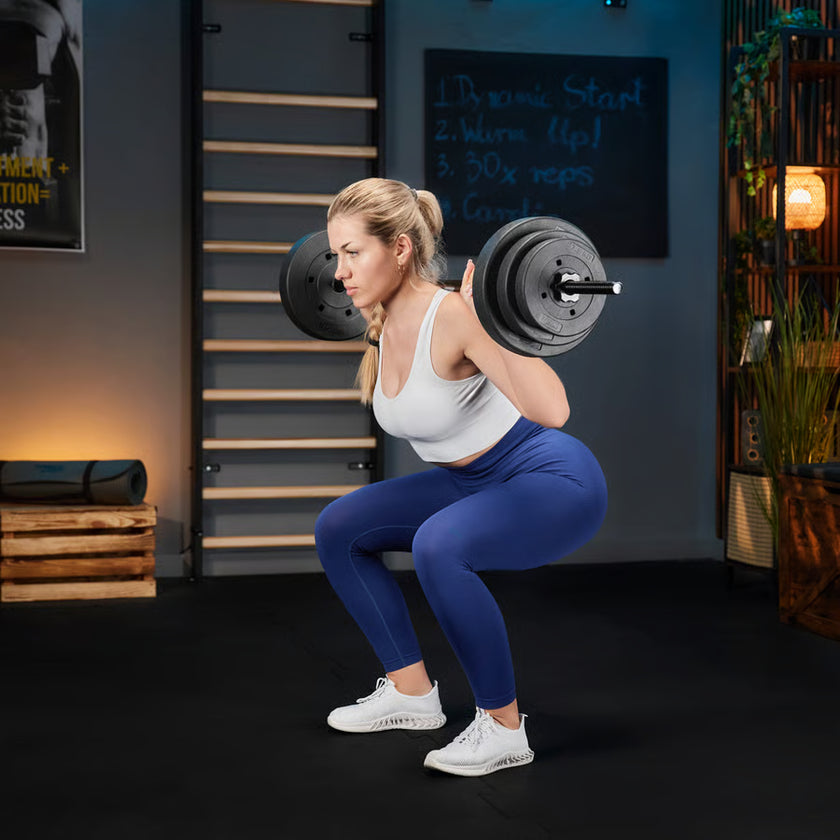 Bituminøst vægtstangsæt 150cm 46 kg gym4all