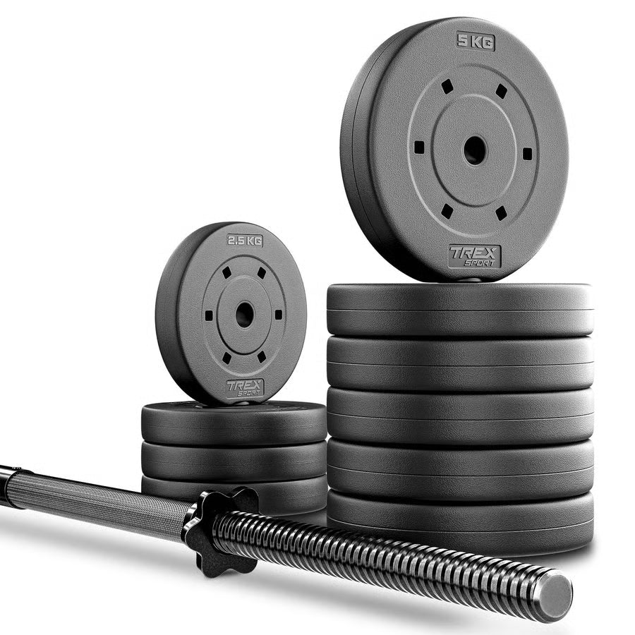 Bituminøst vægtstangsæt 150cm 46 kg gym4all