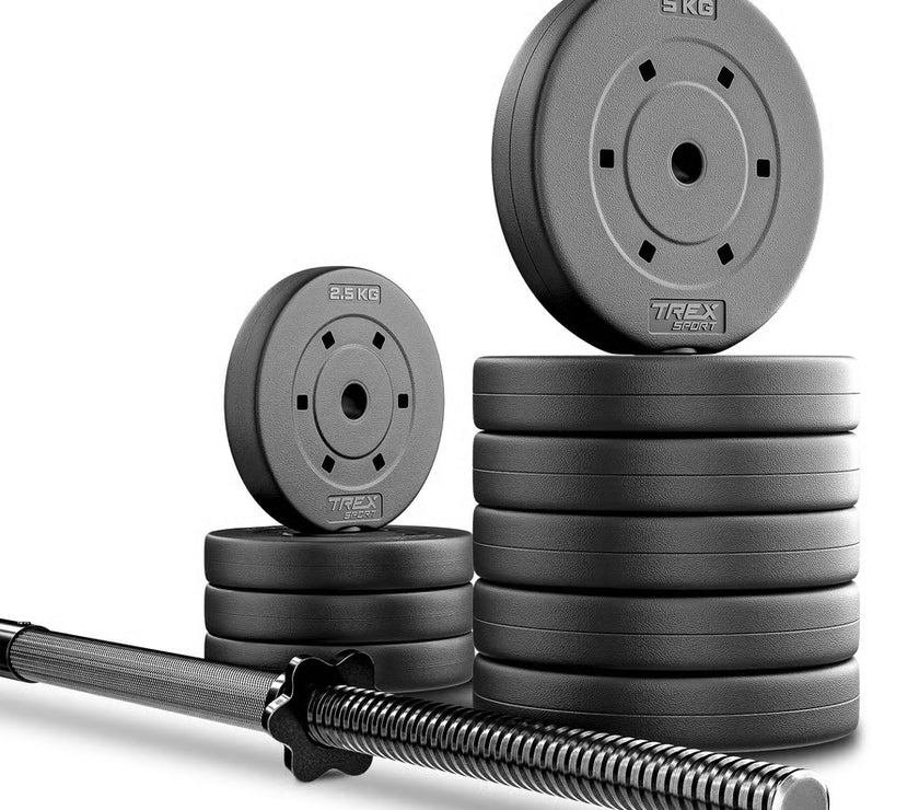 Bituminøst vægtstangsæt 150cm 46 kg gym4all