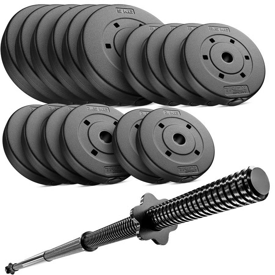 Bituminøst vægtstangsæt  180cm 55 kg gym4all