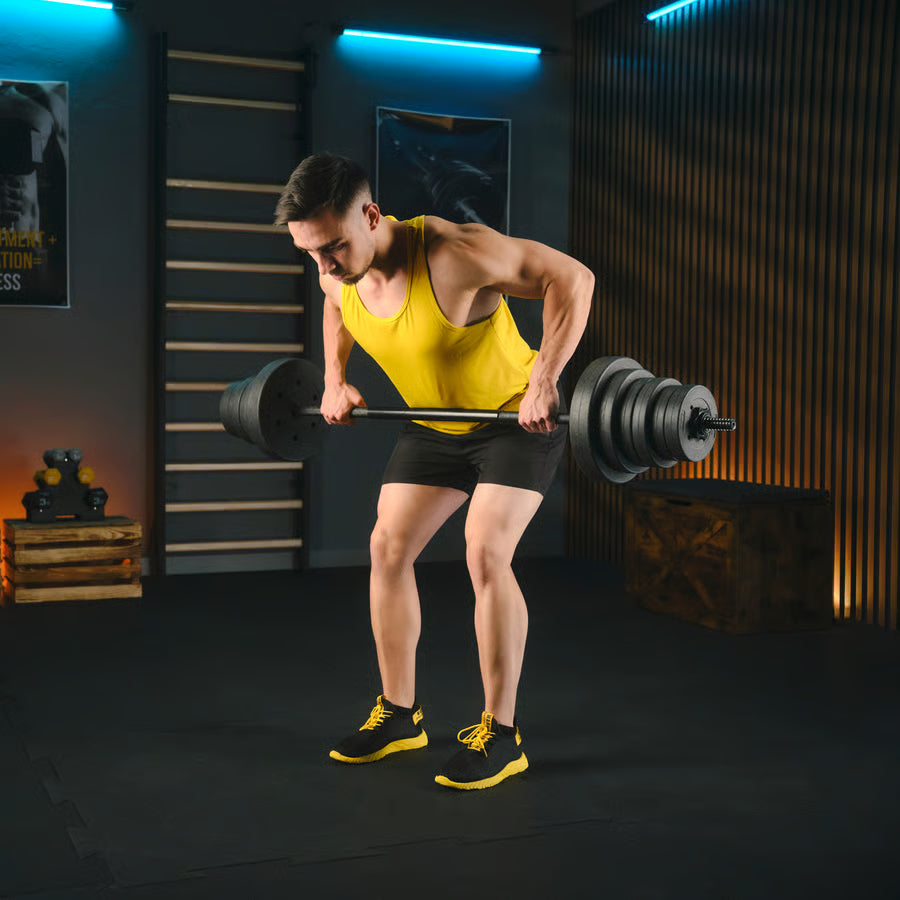 Bituminøst vægtstangsæt 150cm  28 kg gym4all