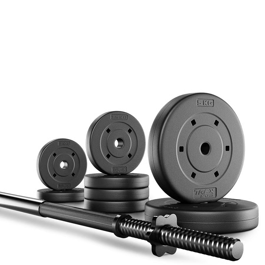 Bituminøst vægtstangsæt 120cm 22 kg gym4all