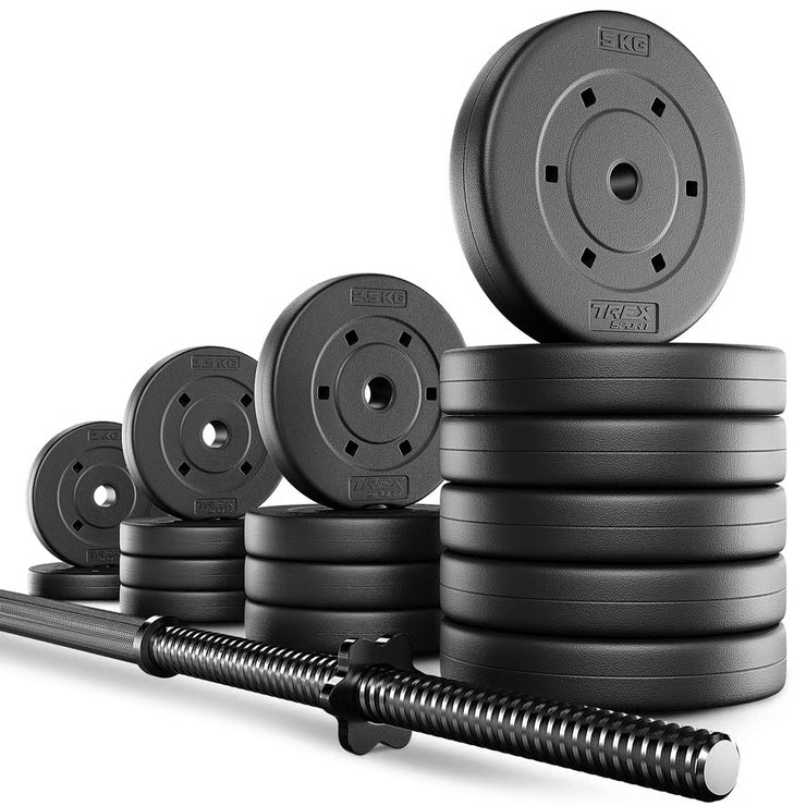 Bituminøst vægtstangsæt  180cm 55 kg gym4all