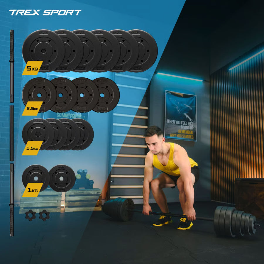 Bituminøst vægtstangsæt  180cm 55 kg gym4all