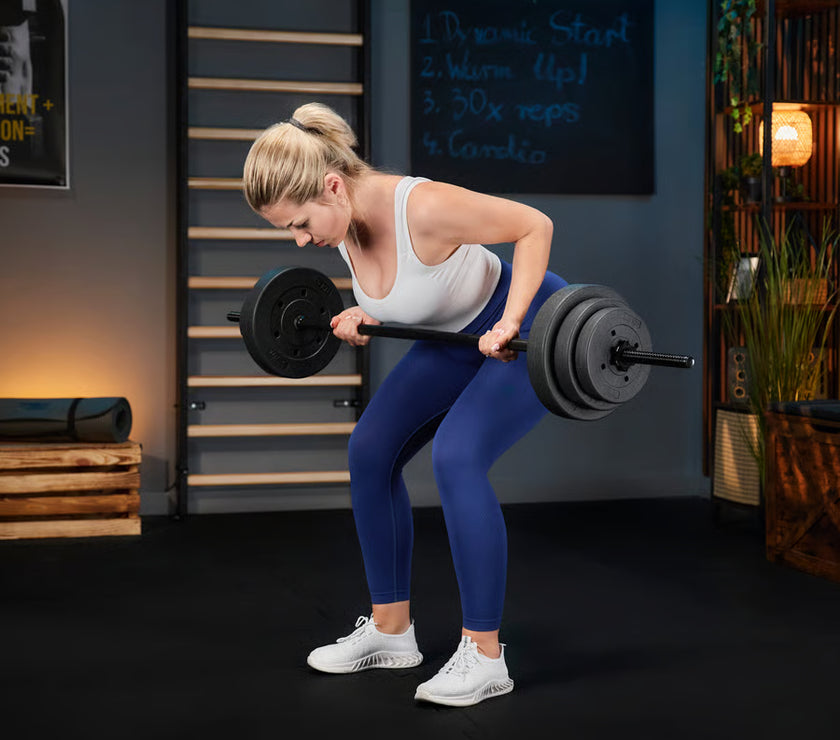 Bituminøst vægtstangsæt 150cm 46 kg gym4all