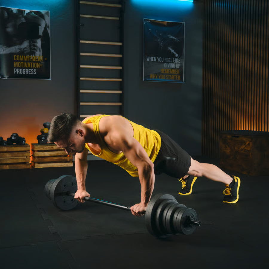 Bituminøst vægtstangsæt 150cm  28 kg gym4all