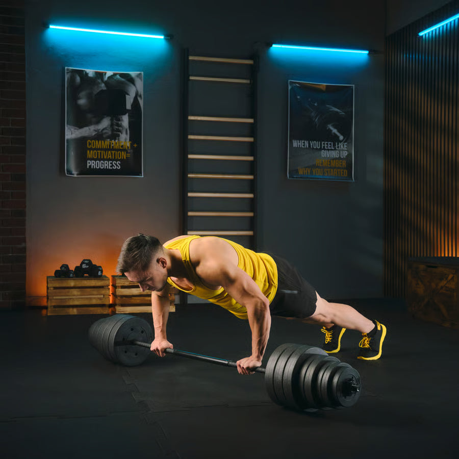 Bituminøst vægtstangsæt  180cm 55 kg gym4all