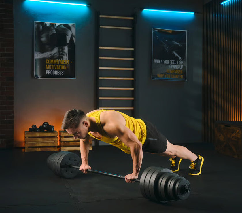 Bituminøst vægtstangsæt  180cm 55 kg gym4all