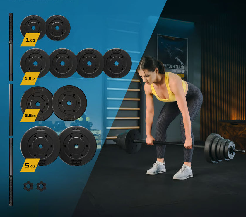 Bituminøst vægtstangsæt 150cm  28 kg gym4all