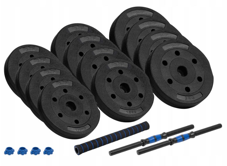 Rebel Active Justerbare Håndvægte 2x10 kg | Med Vægtstangskonnektor & Bitumenvægte gym4all