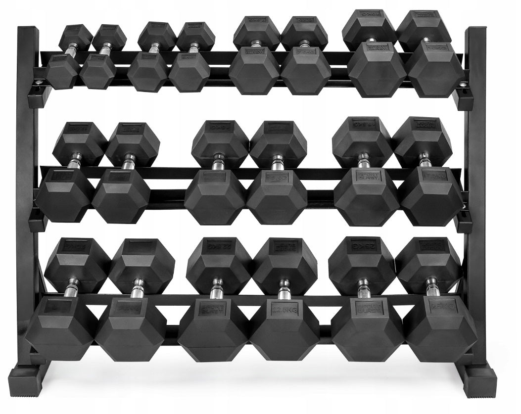 Hexagon Håndvægtsæt 2,5-25kg med Stativ – Intermediate Komplet Sæt