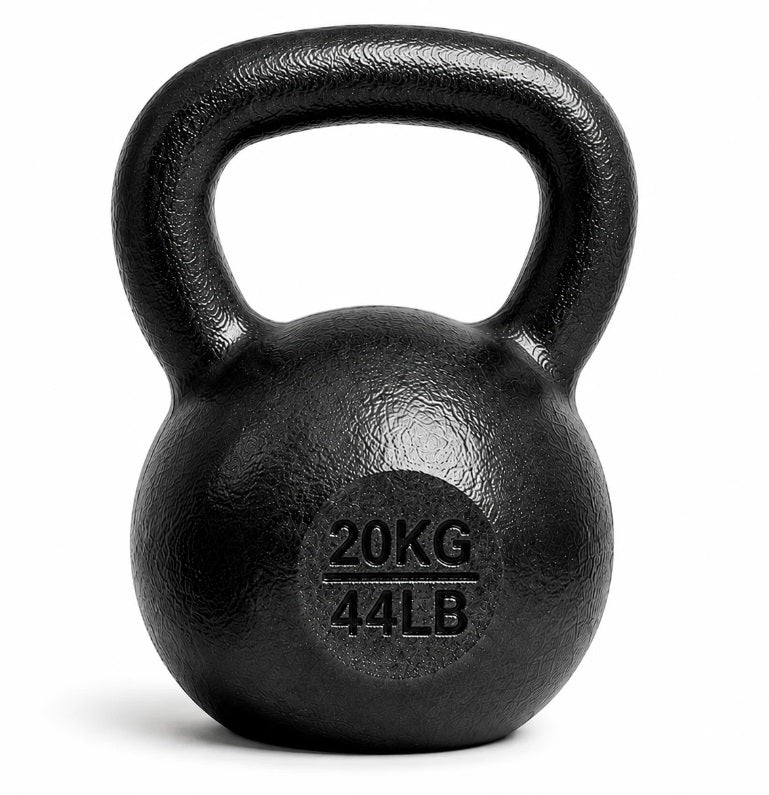 Kettlebell-sæt i støbejern (i alt 62 kg): 6 kg, 8 kg, 12 kg, 16 kg, 20 kg