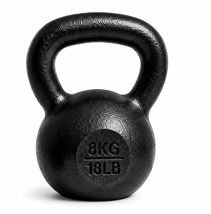 Kettlebell-sæt i støbejern (i alt 62 kg): 6 kg, 8 kg, 12 kg, 16 kg, 20 kg