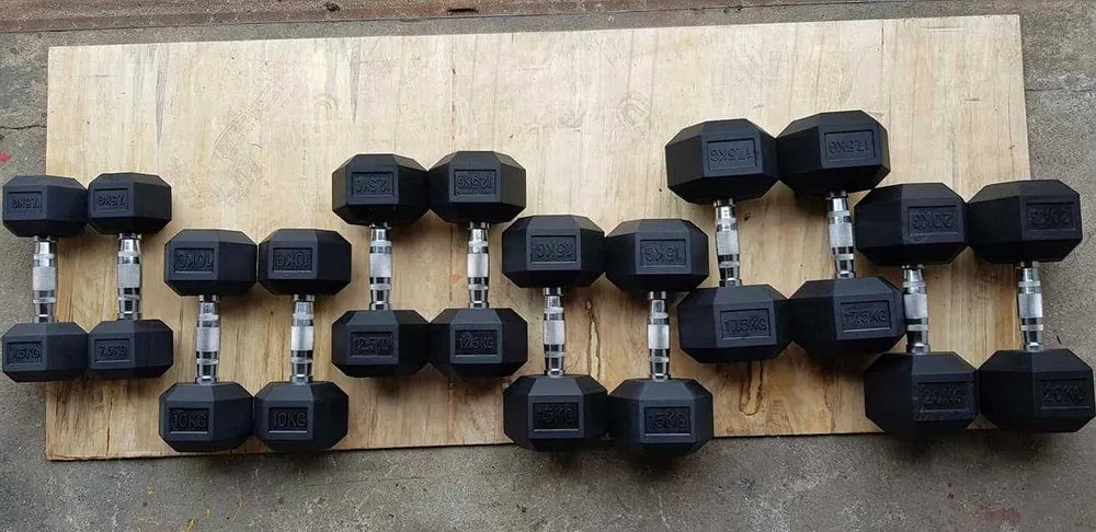 Hexagon Håndvægte 2,5–50 kg – Pris 30 kr, Hjemmegym & Fitness gym4all