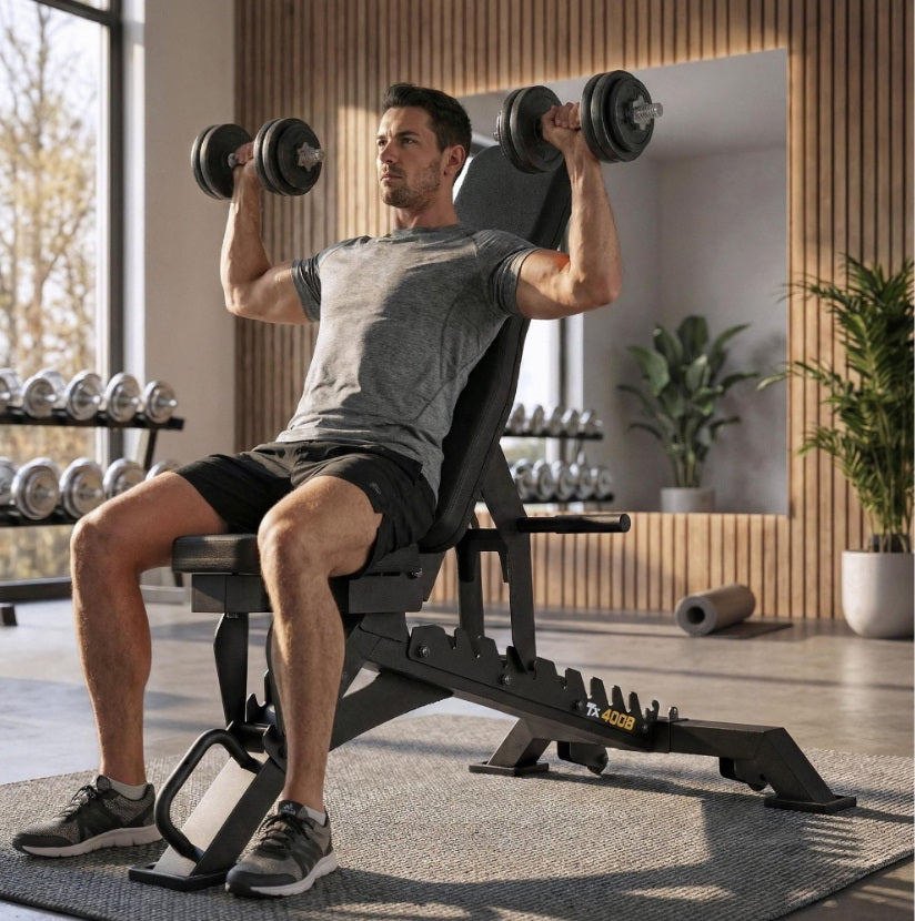 Justerbar Træningsbænk TX-400B – 150 kg Kapacitet til Hjemmegym