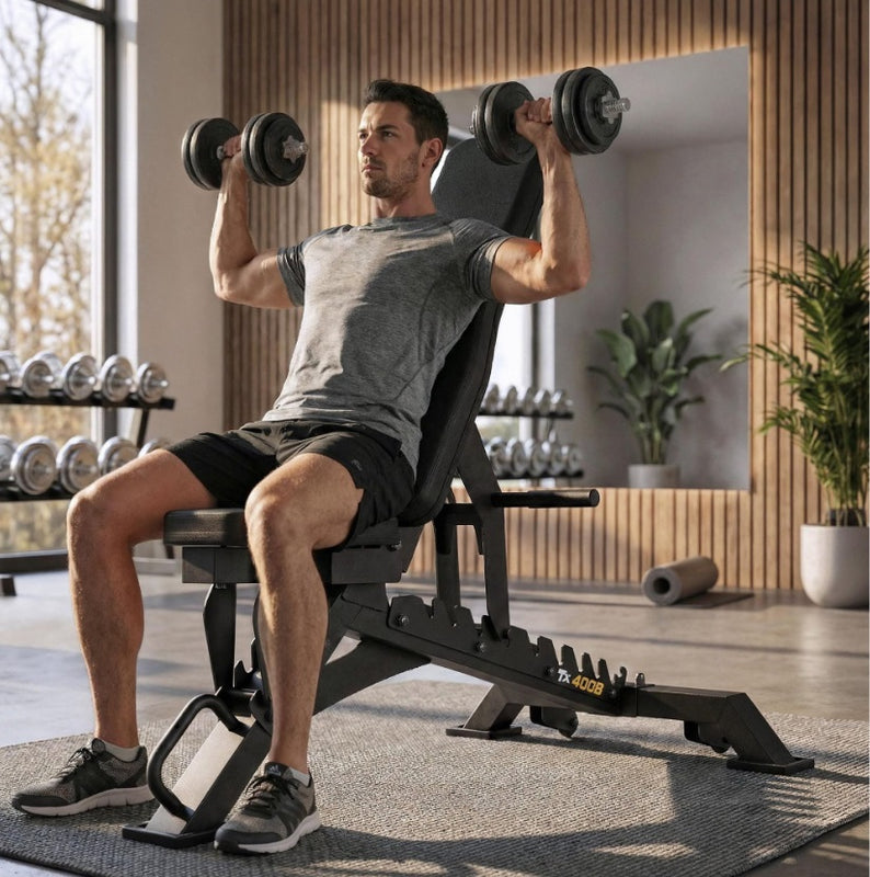 Justerbar Træningsbænk TX-400B – 150 kg Kapacitet til Hjemmegym