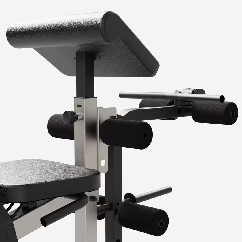 Træningsbænk med stativer og moduler til biceps og ben gym4all